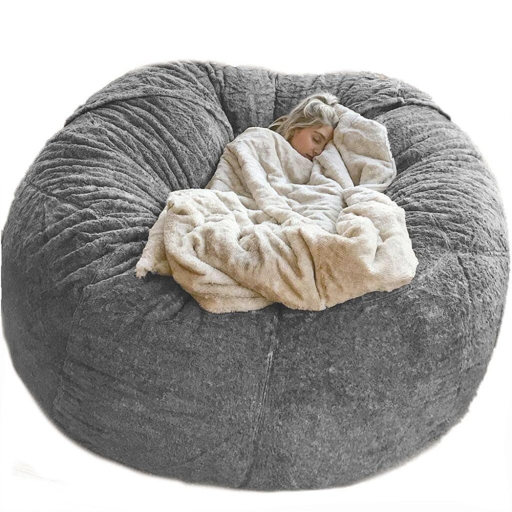 Giant Sherpa Bean Bag Chair Cover Ultra Soft Bean Bag Bed No Filler Cover Only Large Round Soft Fluffy Bean Bag For Adults