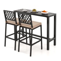 Costway 3 Piece Outdoor Bar Table And Chairs Set, 48