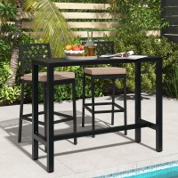 Costway 3 Piece Outdoor Bar Table And Chairs Set, 48