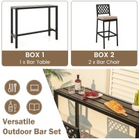 Costway 3 Piece Outdoor Bar Table And Chairs Set, 48