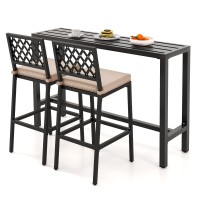 Costway 3 Piece Outdoor Bar Table And Chairs Set, 55