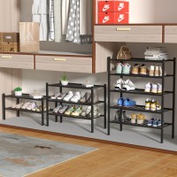 Romguar Craft 5 Tier Bamboo Shoe Rack For Closet Free Standing Wood Shoe Shelf For Entryway Small Space Stackable 27X11X33