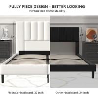 Flolinda Full Size Platform Bed Frame With Velvet Upholstered Headboard And Wooden Slats Support Fully Upholstered Mattress Fou