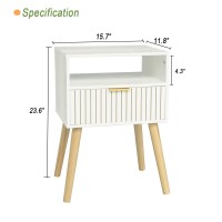 Maxsmeo White Nightstand Mid Century Modern Nightstand Small Bedside Table End Table For Bedroom With 2Tier Storage White