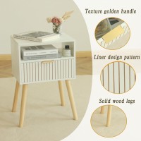 Maxsmeo White Nightstand Mid Century Modern Nightstand Small Bedside Table End Table For Bedroom With 2Tier Storage White