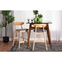 Baxton Studio Ulyana Wood 2Piece Counter Stool Set