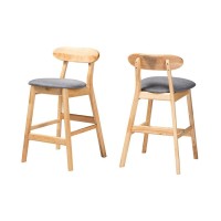 Baxton Studio Ulyana Wood 2Piece Counter Stool Set