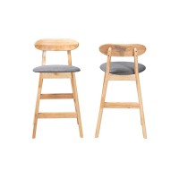 Baxton Studio Ulyana Wood 2Piece Counter Stool Set