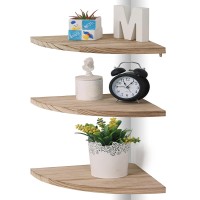 Joiishom Corner Wall Shelf Set Of 3 Floating Corner Shelves For Wall Rustic Wood Wall Storage Display Shelves For Living Room