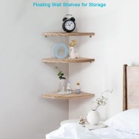 Joiishom Corner Wall Shelf Set Of 3 Floating Corner Shelves For Wall Rustic Wood Wall Storage Display Shelves For Living Room