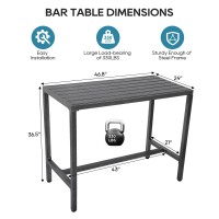 Sumshadow Outdoor Bar Table Patio Console Pub Height Table With Powder Coated Steel Frame Weather Resistant Waterproof Top For