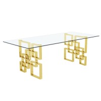 94 large clear glass dining table w gold color stainless steel base