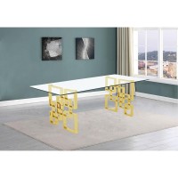 94 large clear glass dining table w gold color stainless steel base