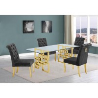 94 large clear glass dining table w gold color stainless steel base