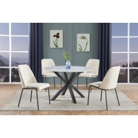 Best Quality Furniture D236-4Sc189 Dining Set, White Marble/Gray/Cream