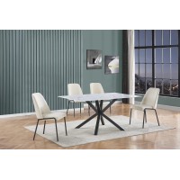 Best Quality Furniture D238-4Sc189 Dining Set, White Marble/Gray/Cream