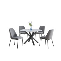 Best Quality Furniture D236-4Sc188 Dining Set, White Marble/Gray/Dark Gray