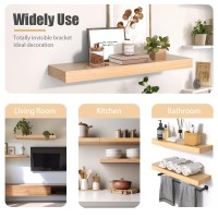 Habudda Floating Shelves Wooden Wall Shelf For Rustic Decor Hanging Display Shelving For Bedroom Bathroom Kitchen Living Room