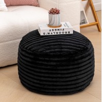 Asuprui Pouf Ottoman Unstuffed,Ottoman Foot Rest, Floor Pouf, Round Pouf Seat, Floor Bean Bag Chair,Foldable Floor Chair Storage For Living Room, Bedroom (Black Stripe Pouf Cover)