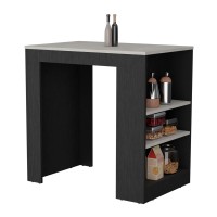 Tuhome Portree Kitchen Island With 3Side Shelves Black Ibiza Marble Kitchen