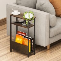 Thumeye 71 Narrow Side Table For Small Spaces 3 Tier Small End Table With Magazine Holder Slimskinny Nightstandbedside Ta