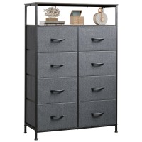 Wlive Fabric Dresser For Bedroom With Open Shelves Tall Dresser With 8 Drawers Storage Tower With Fabric Bins Chest Of Drawer