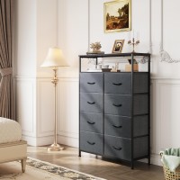 Wlive Fabric Dresser For Bedroom With Open Shelves Tall Dresser With 8 Drawers Storage Tower With Fabric Bins Chest Of Drawer