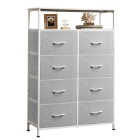 Wlive Fabric Dresser For Bedroom With Open Shelves Tall Dresser With 8 Drawers Storage Tower With Fabric Bins Chest Of Drawer