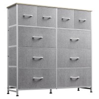 Wlive Fabric Dresser For Bedroom Dresser With 10 Drawers Storage Tower With Fabric Bins Double Dresser Chest Of Drawers For