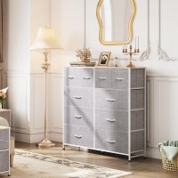 Wlive Fabric Dresser For Bedroom Dresser With 10 Drawers Storage Tower With Fabric Bins Double Dresser Chest Of Drawers For