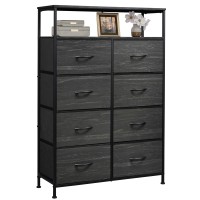 Wlive Fabric Dresser For Bedroom With Open Shelves Tall Dresser With 8 Drawers Storage Tower With Fabric Bins Chest Of Drawer