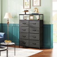 Wlive Fabric Dresser For Bedroom With Open Shelves Tall Dresser With 8 Drawers Storage Tower With Fabric Bins Chest Of Drawer