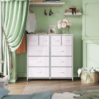 Wlive White Dresser For Bedroom With 10 Drawers Tall Chest Of Drawers For Bedroom Storage Drawer Unit Organizer Unit For Hall