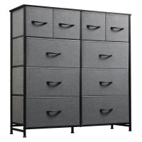 Wlive Fabric Dresser For Bedroom Dresser With 10 Drawers Storage Tower With Fabric Bins Double Dresser Chest Of Drawers For