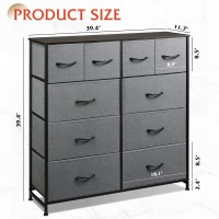 Wlive Fabric Dresser For Bedroom Dresser With 10 Drawers Storage Tower With Fabric Bins Double Dresser Chest Of Drawers For