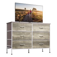 Wlive Wide Dresser With 6 Drawers Tv Stand For 50 Tv Entertainment Center With Metal Frame Wooden Top Fabric Storage Dress