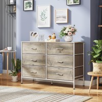 Wlive Wide Dresser With 6 Drawers Tv Stand For 50 Tv Entertainment Center With Metal Frame Wooden Top Fabric Storage Dress