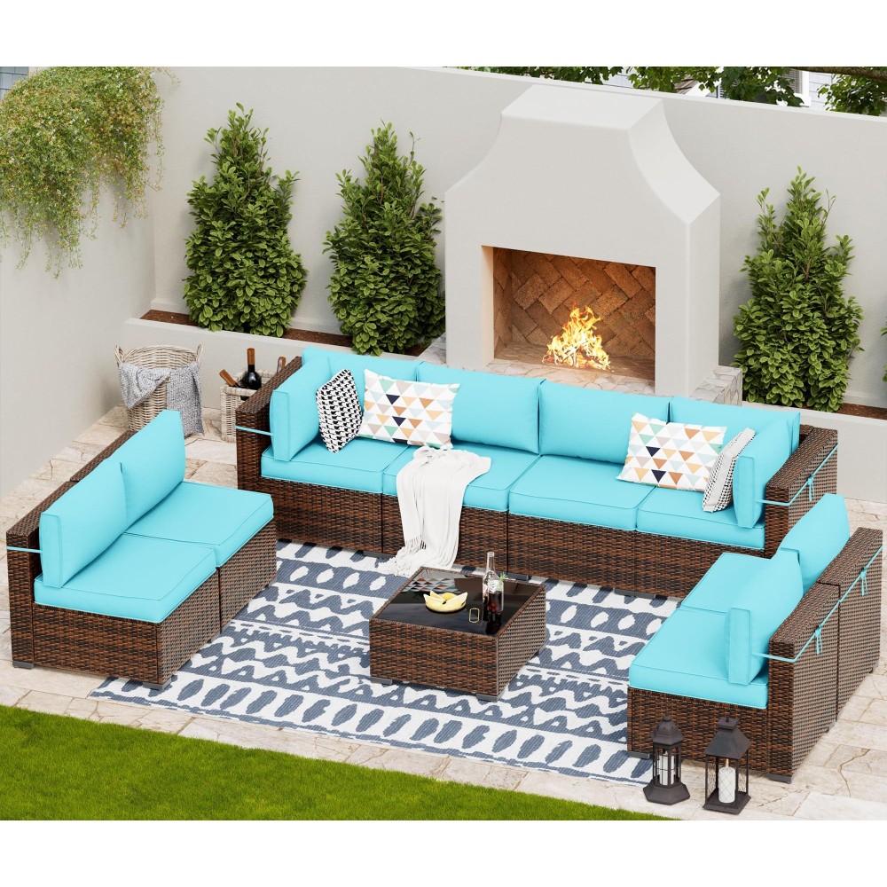 Udpatio Patio Furniture Sets Modular Rattan Outdoor Patio Sectional Furniture Sofa Set Wicker Patio Conversation Set For Backy