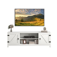 Panana Modern Farmhouse TV Stand, Entertainment Center for 70 inch TV with 2 Doors and Open Shelves for Living Room, Bedroom (White, 65 inch)