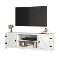 Panana Modern Farmhouse TV Stand, Entertainment Center for 70 inch TV with 2 Doors and Open Shelves for Living Room, Bedroom (White, 65 inch)