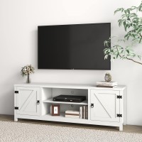 Panana Modern Farmhouse TV Stand, Entertainment Center for 70 inch TV with 2 Doors and Open Shelves for Living Room, Bedroom (White, 65 inch)