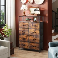 Wlive Fabric Dresser For Bedroom With Open Shelves Tall Dresser With 8 Drawers Storage Tower With Fabric Bins Chest Of Drawer