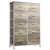 Wlive Tall Dresser For Bedroom With 10 Drawers Chest Of Drawers Dressers Bedroom Furniture Storage Organizer Unit With Fabric