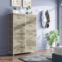 Wlive Tall Dresser For Bedroom With 10 Drawers Chest Of Drawers Dressers Bedroom Furniture Storage Organizer Unit With Fabric