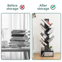 Yoobure Tree Bookshelf 6 Shelf Retro Floor Standing Bookcase Tall Wood Book Storage Rack For Cdsmoviesbooks Utility Book O