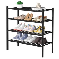 Romguar Craft 4 Tier Bamboo Shoe Rack For Closet Free Standing Wood Shoe Shelf For Entryway Small Space Stackable 27X11X26