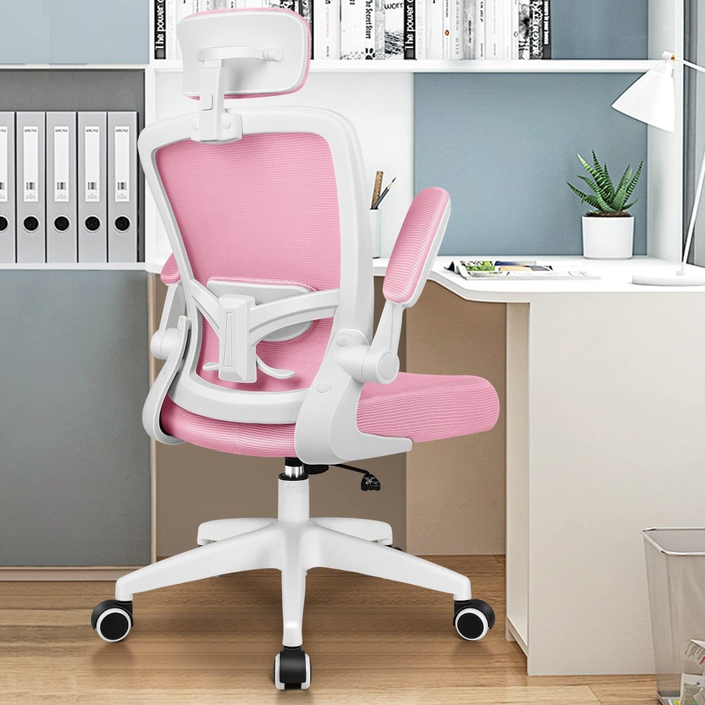 Felixking Ergonomic Office Chair, Headrest Desk Chair Office Chair With Adjustable Lumbar Support, Home Office Swivel Task Chair With High Back And Armrest, Adjustable Height Gaming Chair(Pink)