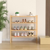 Romguar Craft 4 Tier Bamboo Shoe Rack For Closet Free Standing Wood Shoe Shelf For Entryway Small Space Stackable 27X11X26