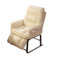 Yckegew Recliner Chair Reading Chair With Large Seat,Soft Leisure Chair Armchair With Steel Frame,For Bedroom Sunroom,Adjustable Backrest And Comfy Padding (Color : Beige)