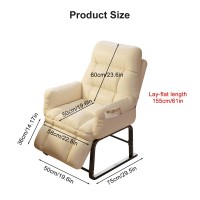 Yckegew Recliner Chair Reading Chair With Large Seat,Soft Leisure Chair Armchair With Steel Frame,For Bedroom Sunroom,Adjustable Backrest And Comfy Padding (Color : Beige)